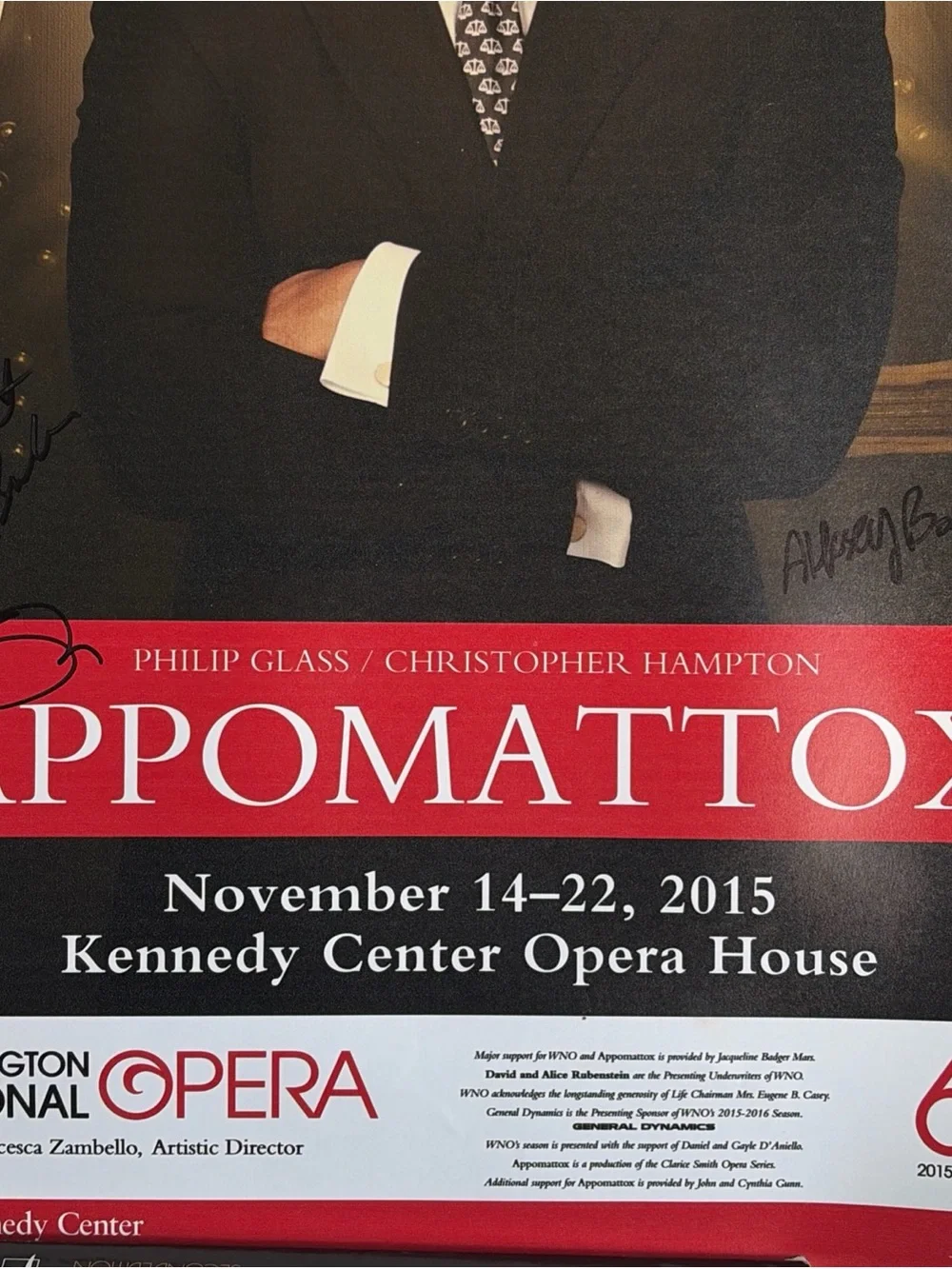 Appomattox Signed Theater Poster 2015 Christopher Hampton Cast Kennedy Center
